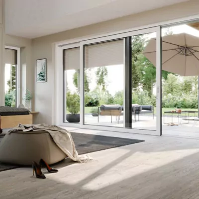 Weru_AFINO_top_HS_Fenster_R101_MS_Grauweisspigment_Aussen_Weiss_innen_Securgriff_Rollladen_R101MS_Schlafzimmer_innen